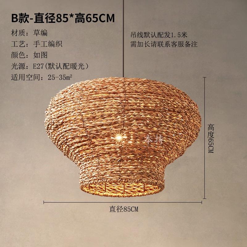Vintage Wabi-sabi Style Pendant Lights High-quality Densely Woven Rattan Lamps for Living Room Dining Room Restaurant Loft Decor