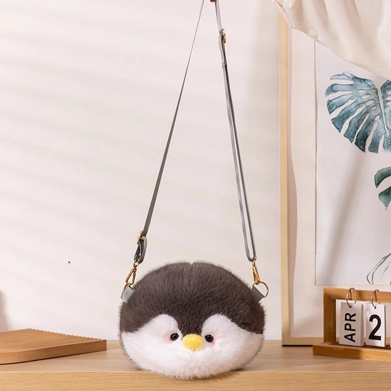 

MyRytanda Latest Adorable Penguin Plush Backpacks Cartoon Animals Stuffed Plush Pouch Cute And Charming Lady Messenger Pouch Children Birth Date Gifts