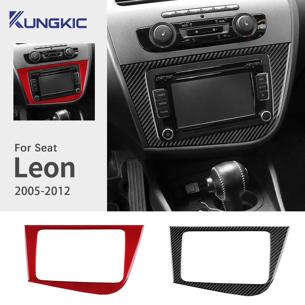 Pro Seat Leon 2005 2006 2007 2008 2009 2010 2011 2012 Skutečná měkká nálepka z uhlíkových vláken LHD RHD Panel CD vozu Interiérové doplňky