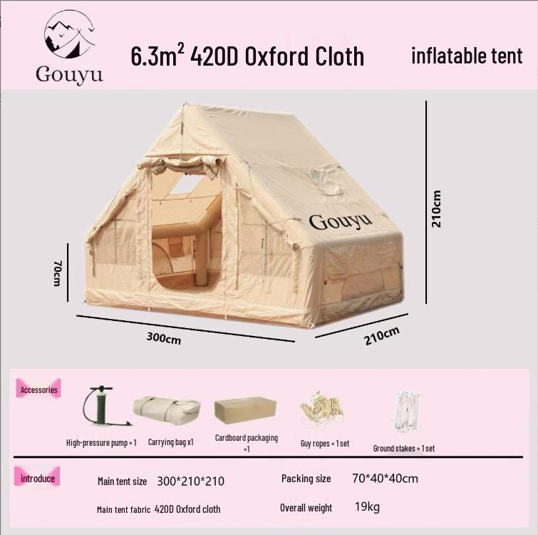 Spacious All-Season Anti-Freeze Moisture-Proof Inflatable Tent for Home & Camping - Portable, No-Assembly, Rainproof.