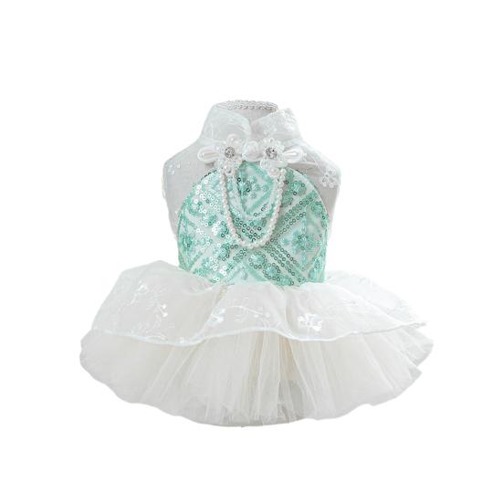 

Шикарное платье принцессы для собак, юбка-камисоль для щенков с кружевом, милый костюм для домашних животных, платье-пачка для вечеринок на Хэллоуин, Рождество, день рождения S зелёный