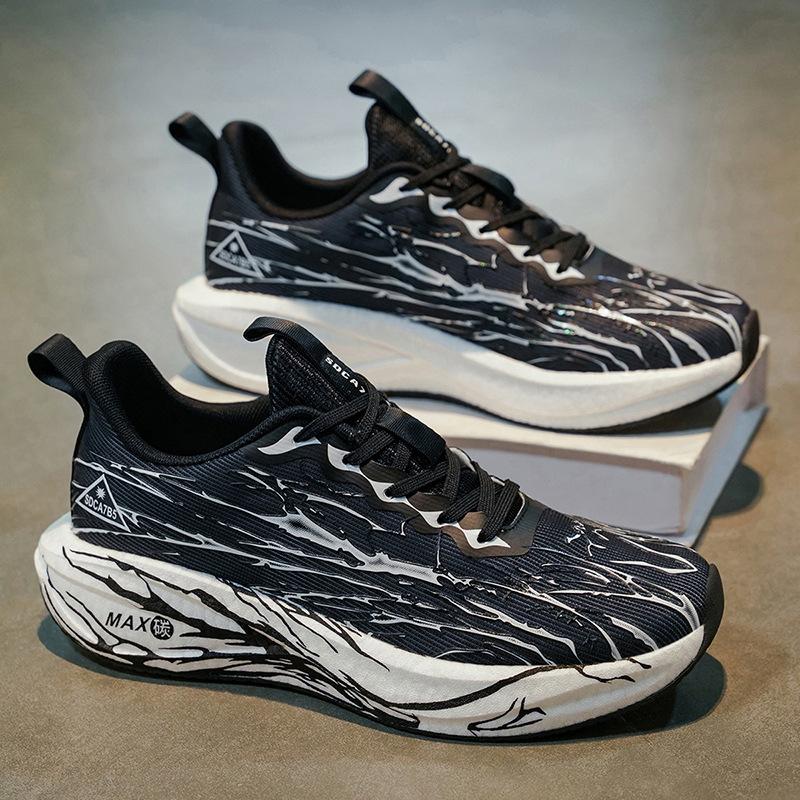New fashion outdoor leisure breathable comfortable running shoes carbon plate high elastic shock absorption student training sports shoes
