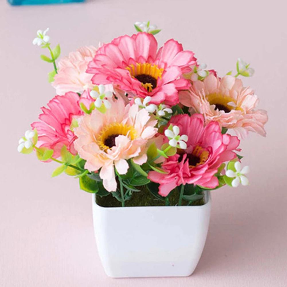 In Pot Artificial Potted Plant Garden Decoration Home Decor Room decoration Fake Plants Outdoor Artificial Flowers Purple Rose розовый