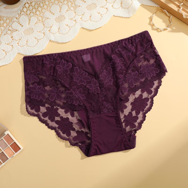 1pcs Women's High Waisted Plus Size Lace Underwear, Fashionable, Breathable, Soft and Comfortable Women's Underwear, 6 Colors To Choose From