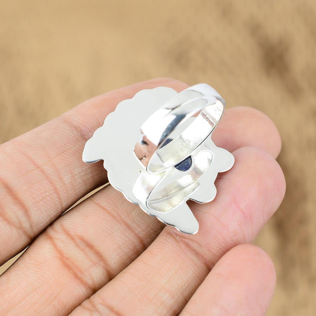 Mothers Day Deal 925 Silver Oval Natural Lapis Lazuli Daughter Multi Stone Ring