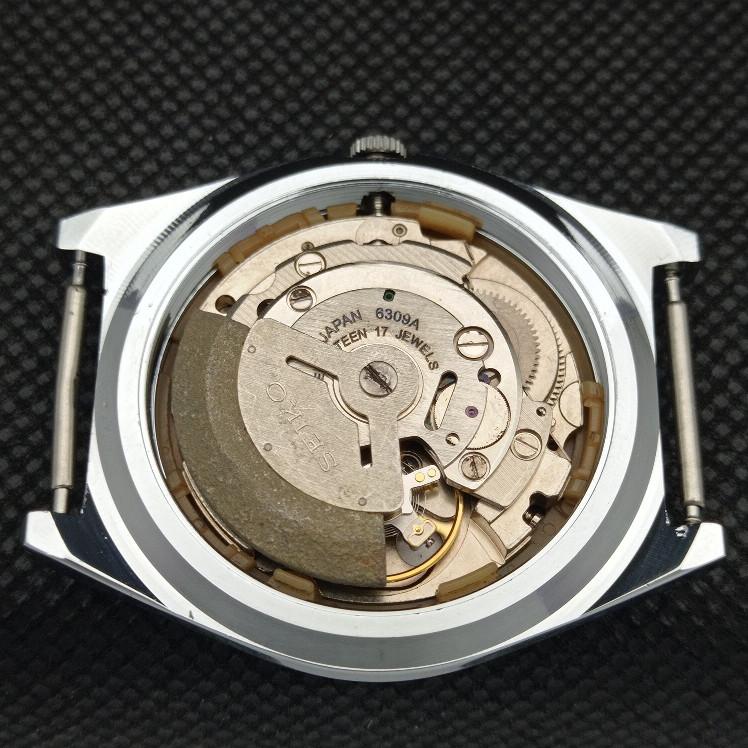 REFURBISHED VINTAGE SEIKO 5 AUTO 6309A JAPAN MENS D/D BLACK WATCH 593c-a314856-9 SKU593c-a314856