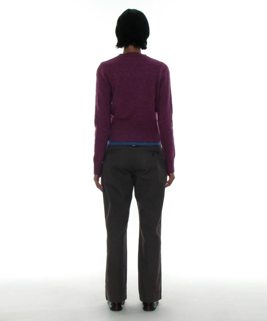 PARTIMENTO WOMEN Gradient Wide Rib Knit Crew Neck_Plum