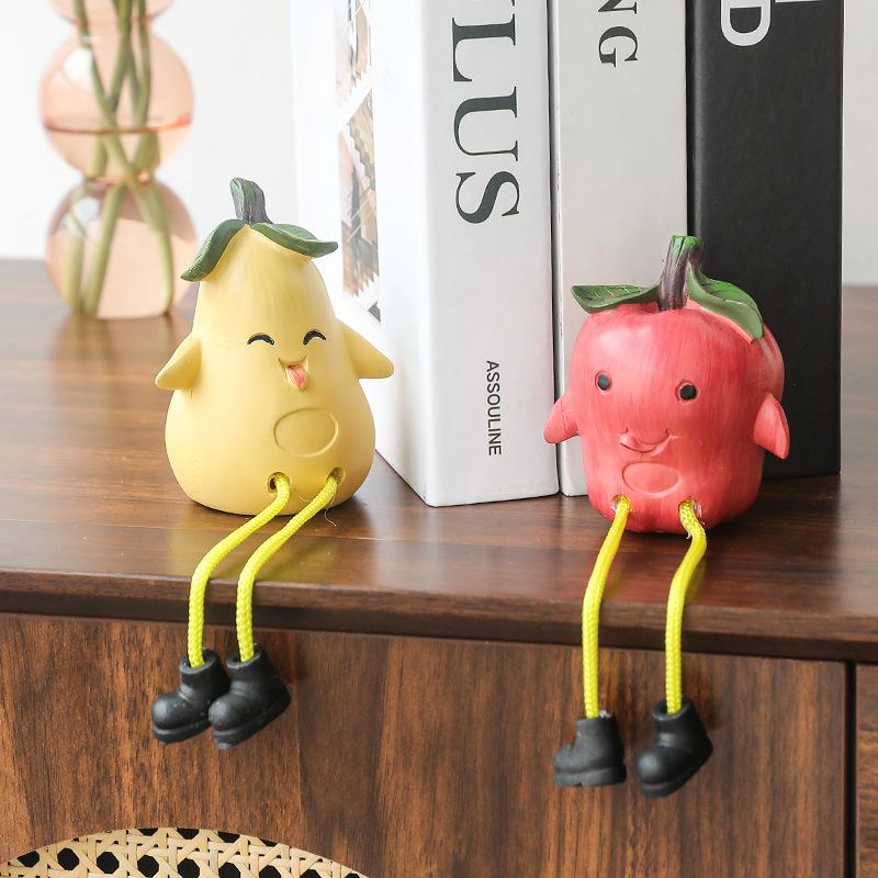 1pc Cute Cartoon Fruit Hanging Doll Ornament Creative Desktop Small Ornament Home Decoration Resin Gift