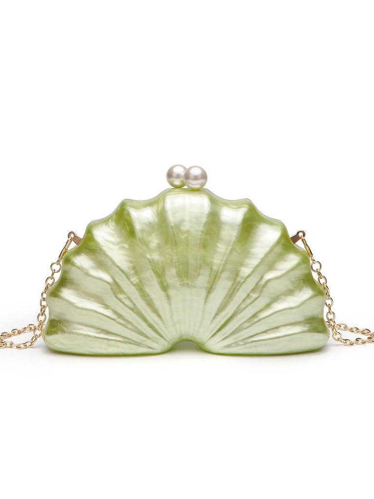 Women's Stylish One-Shoulder Crossbody Bag: Irregular Shell Acrylic Clutch for Weddings & Banquets