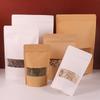 50 Stück Standbodenbeutel aus Kraftpapier mit Sichtfenster und wiederverschließbarem Reißverschluss für Kaffee, Tee, Nüsse, Süßigkeiten, Snacks, Lebensmittelverpackung, Aufbewahrung, Großpackung