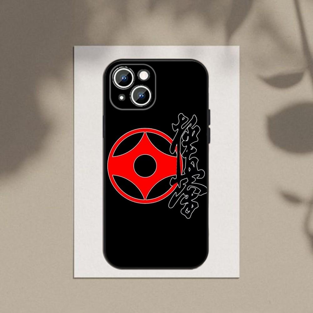 Kyokushin Karate Symbol Phone Case For Apple iPhone 15,14,13,12,11,XS,XR,X,8,7,Pro,Max,Plus,mini Silicone Black Cover