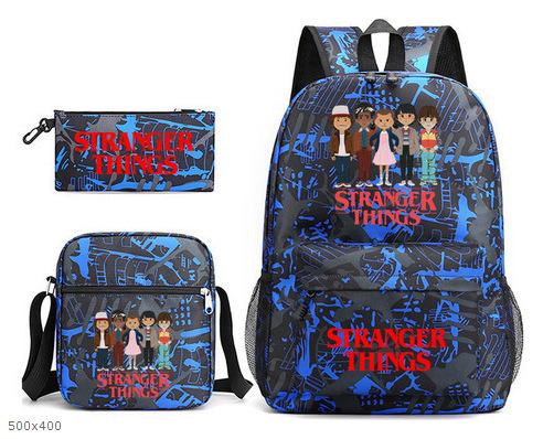 Stranger Things Star Printing Teen Student School Bag Three-Piece Men'S And Women'S Backpack