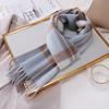 100% Australian wool pure plaid scarf women's winter color matching versatile thermal plaid scarf
