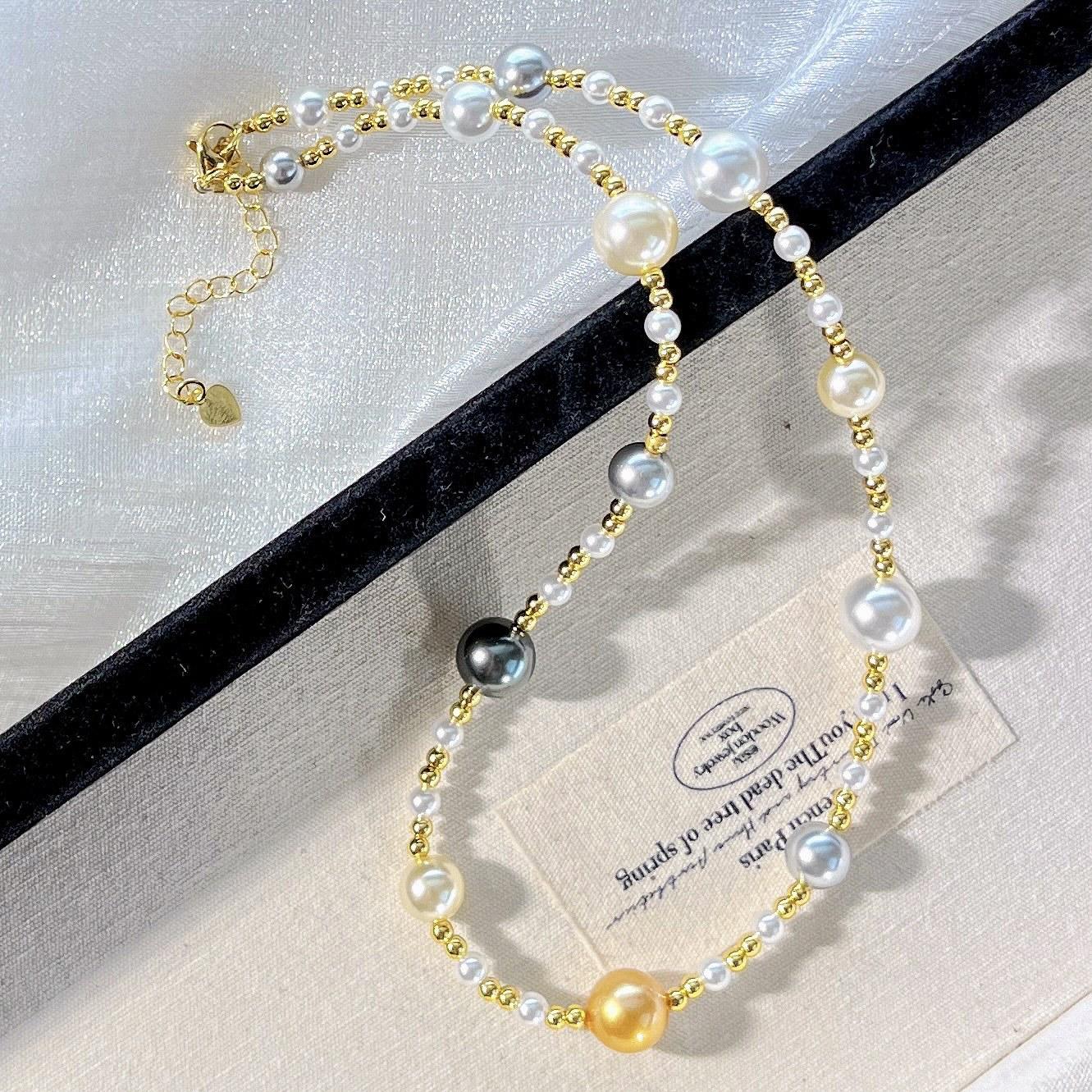 

Candy Mixed Color High Quality Artificial Crystal Pearl Clavicle Chain Necklace