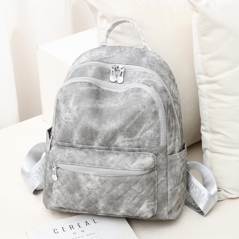 

Сплошной цвет рюкзак Женская уличная дорожная сумка Студенческая школьная сумка серый