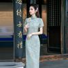 Estilo nacional verde, novo cheongsam longo estilo chinês Suzhou, melhorado jovem 1011 novo senso de alta qualidade feminino, uso diário