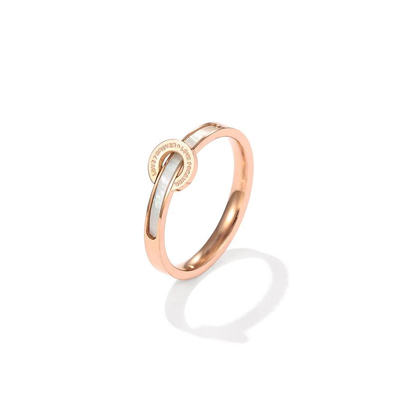 Japanese and Korean Titanium Steel English Half Circle Shell Ring Women's Retro Temperament Index Finger