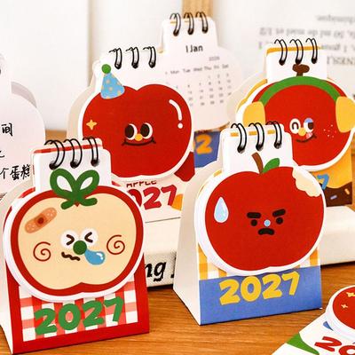 Mini Standing Calendar Appl Shape Desktop Calendar New 2027 Desk Calendar  School Supplies
