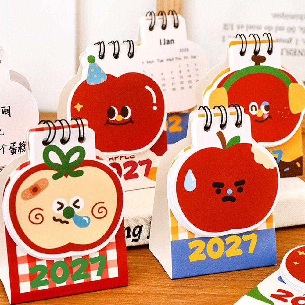 Mini Standing Calendar Appl Shape Desktop Calendar New 2027 Desk Calendar School Supplies