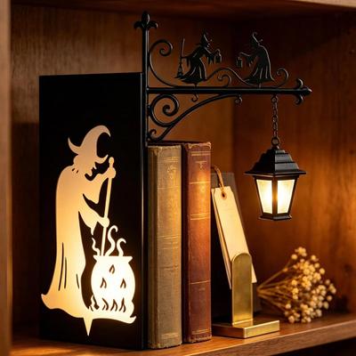Gothic Iron Witch Bookshelf Lamp Library Decorative Bookshelf Lighting  for Reading Nook