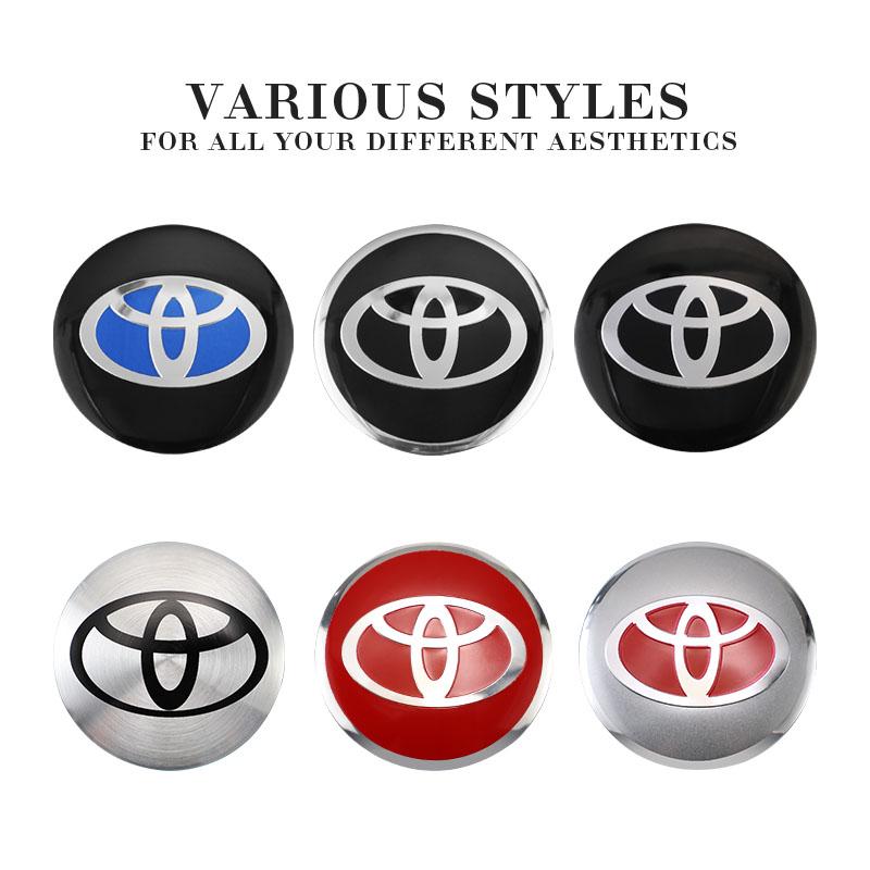 4Pcs Car Wheel Hub Center Metal Decals Sticker Accessories For Toyota Corolla Yaris Aygo Prius CHR Camry Auris Avensis 4Runner