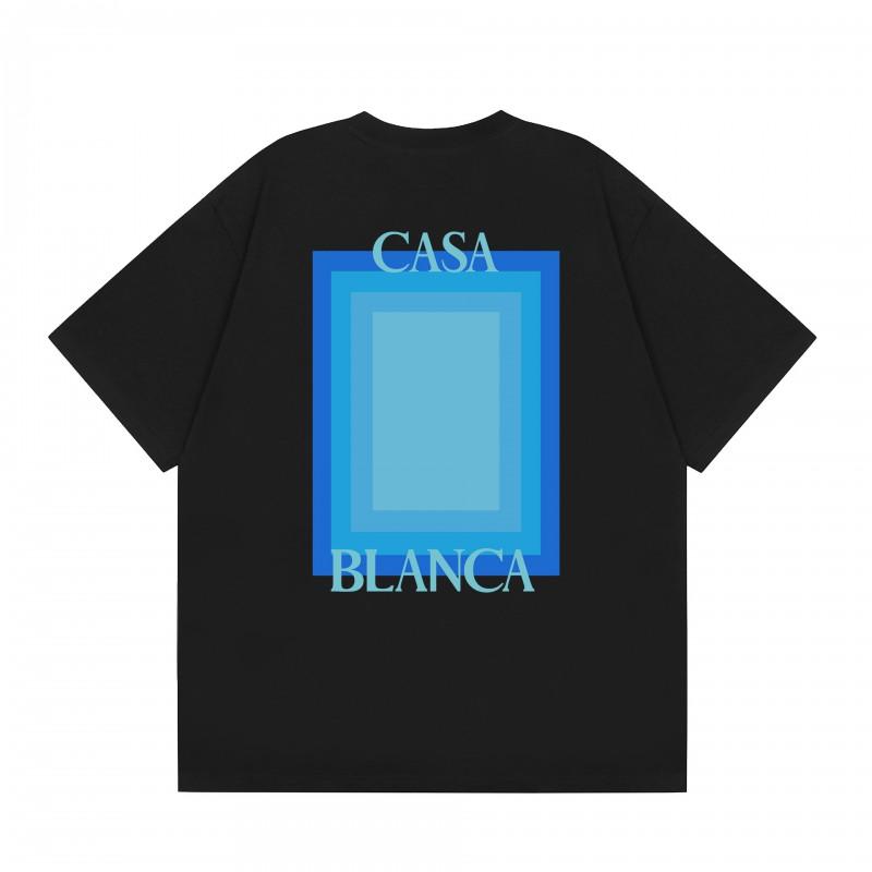 Casablanca Streetwear T-Shirt Men Women Loose Fit Short Sleeve Casual Tee High Street Style