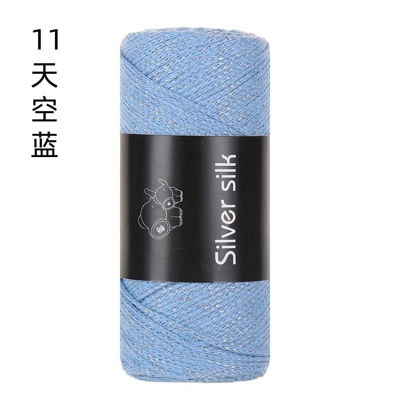150g Sparkling Thread Silver Wire Hollow Cotton, 2mm Handmade DIY Crochet Butterfly Broken Silver Bag Hat Round Strand Yarn