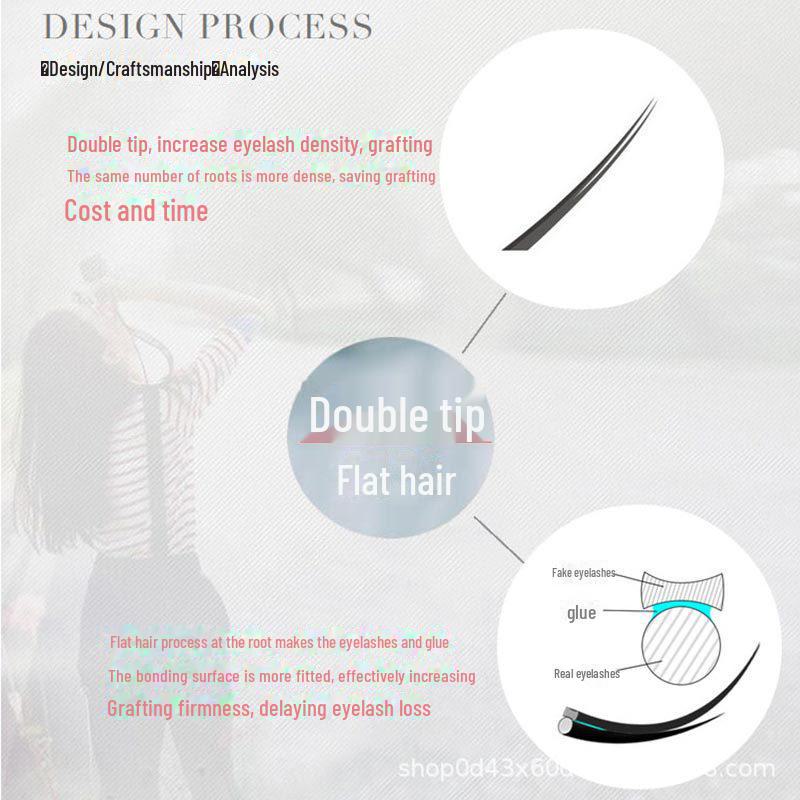 0.20 Single Grafted Eyelashes - Wind-Blown Air Flat Hair, Soft Matte Imitation Mink with Double Thick Hair Tips (Mixed)