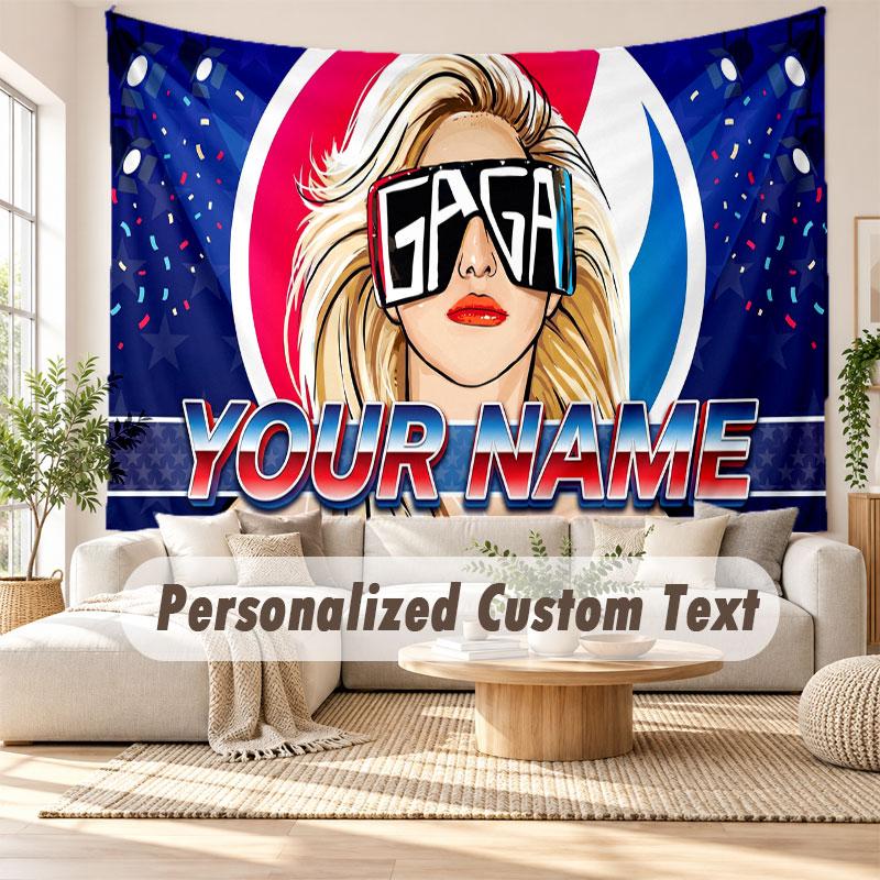 Custom Name Wall Hanging Tapestry,Lady Gaga Decorative Backdrop Tapestry For Dorm Home