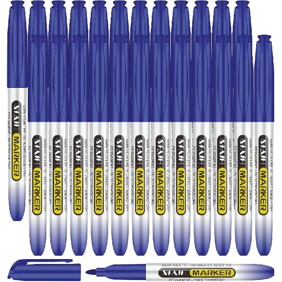 SFAIH Black Permanent Markers Bulk - 24 Pack, 1s Quick Dry, Non-Fading, Fine Point Permanent Pens for Plastic Glass Metal Wood Paper Stone, Office