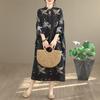 DIMANAF New 2026 Women Plus Size Spring Summer Beach Long Black Dress Vintage Lady Loose Oversize Maxi Floral Print Cotton Button