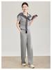 Elegant Beaded Neck Tencel Linen Vest & Wide-Leg Pants Set for Women - Spring Collection