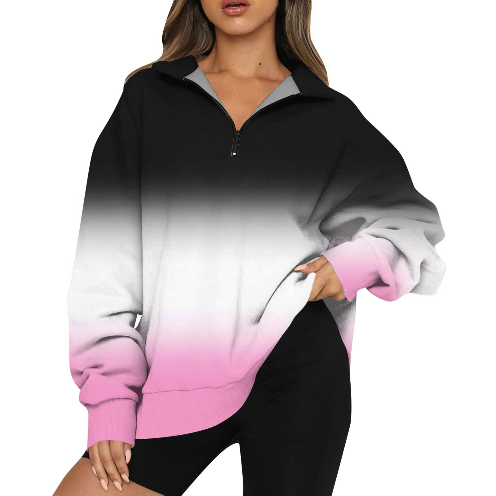 

Женская повседневная мода с длинным рукавом и принтом, свободный свитшот на молнии XL белый