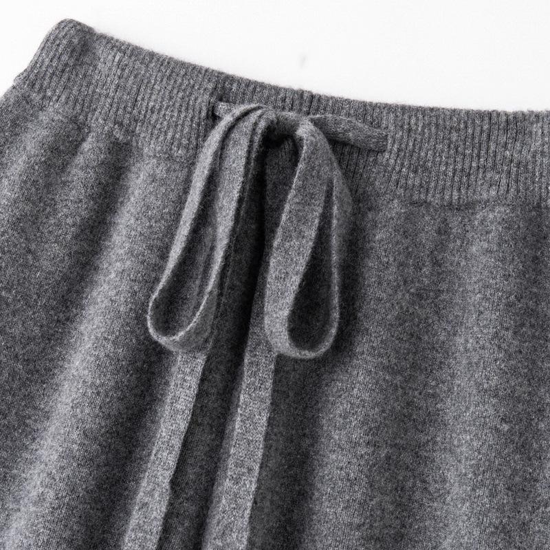 Rechte Pijp Kasjmier Wol Vallende Broek - Dames Gebreide Wijde Pijp Herfst/Winter Kleding