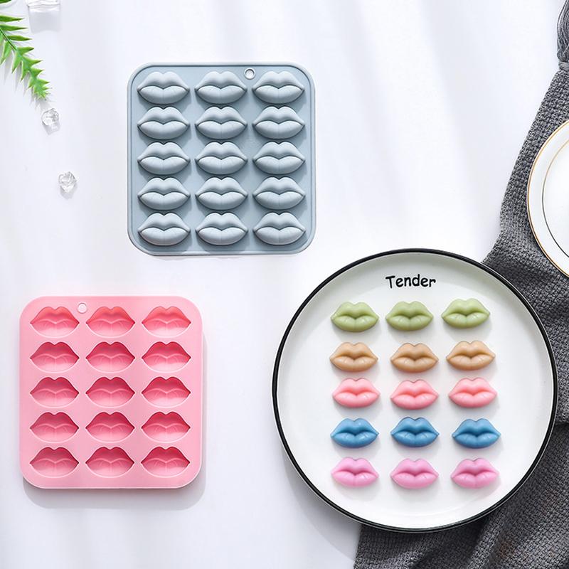 15 Gözlü Komik Ağız Şeklinde Silikon Çikolata Kalıbı Buz Küpü Tepsisi Fransız Muslu Kek Kalıpları Kendin Yap Kurabiye Kalıbı Tatlı Pişirme Aletleri
