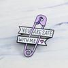 Minimalist Cartoon Trendy Ins Style Purple Letter Brooch Creative Unique Geometric Accessory Pin