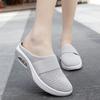 Large size ultra-light mesh breathable fly-woven shoes fashionable and casual half-drag women's shoes thick-soled air cushion one pedal