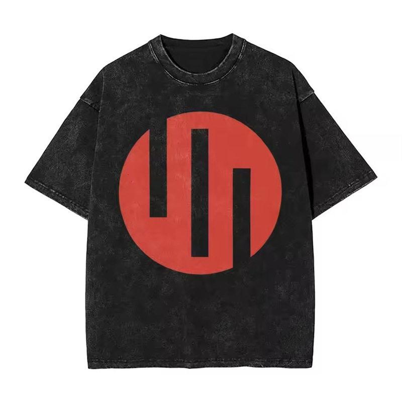 Summer Invincible Animation Mark Washed Vintage Tshirt Loose Fit Unisexs And Unisexs Trendy Printed Couple Short Sleeve Shirt