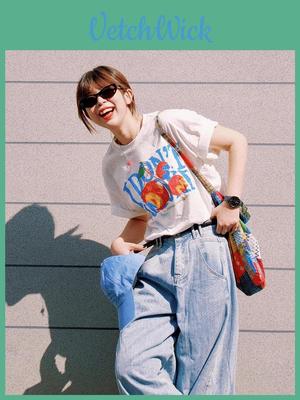 Cartoon Anime Oversized Cotton T Shirt With Print For Casual Wear