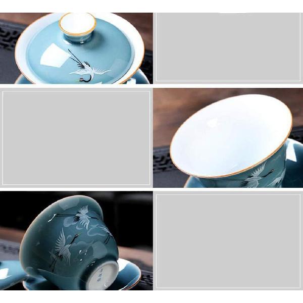 150ml Chinese Ceramics Hand Painted Crane Gaiwan Teaware Teapot Tea Cup Tureen Tea Set