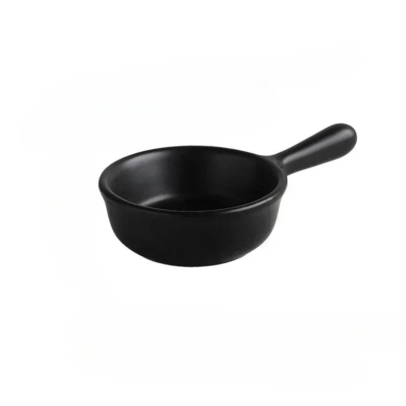 Creative Mini Ceramic Discretionary Dish Japanese Tableware Seasoning Dish Handle Dish Soy Sauce and Vinegar Sushi Dipping Plate