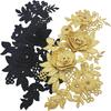 1 Pair Lace Flower Applique Beaded Rhinestones Sew On Embroidered Patches Applique Décor for Wedding Dress DIY Sewing Craft Decoration, Black 9.2 x