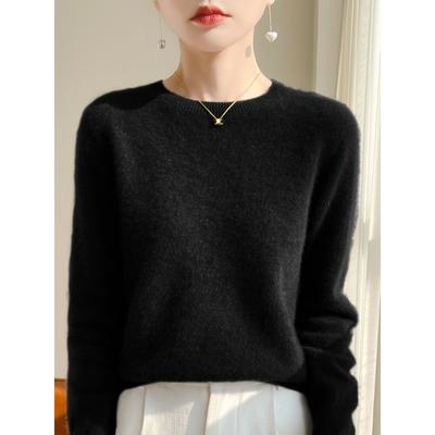 Solid Color Sweater Women's Knitwear Round Neck Pullover Loose Bottoming Shirt