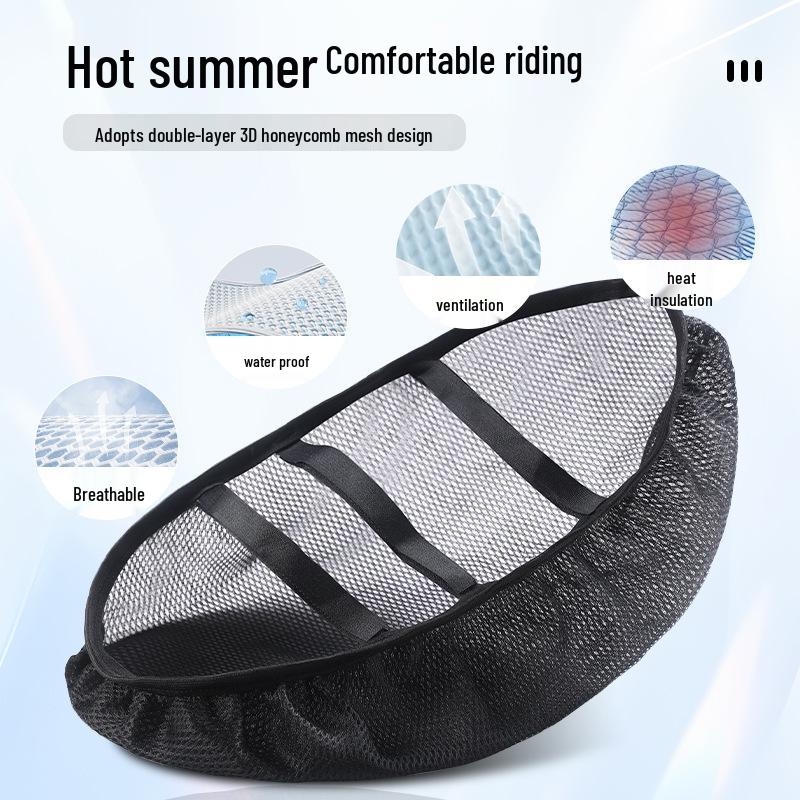 Electric & Motorcycle Mesh Seat Cushion: Waterproof, UV-Resistant, Universal Fit, Heat-Insulated, Breathable Cover