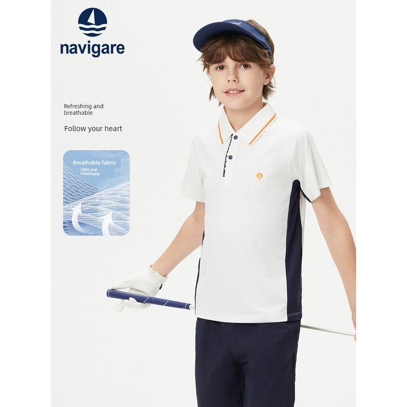 Navigare Italian Small Sailboat Children's Clothing Boys' Short-Sleeved T-Shirt 2026 Summer Thin Polo Shirt