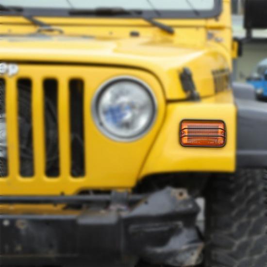 2pcs Wheel Eyebrow Turn Signal Light Guards Cover For Jeep Wrangler TJ 1997-2006