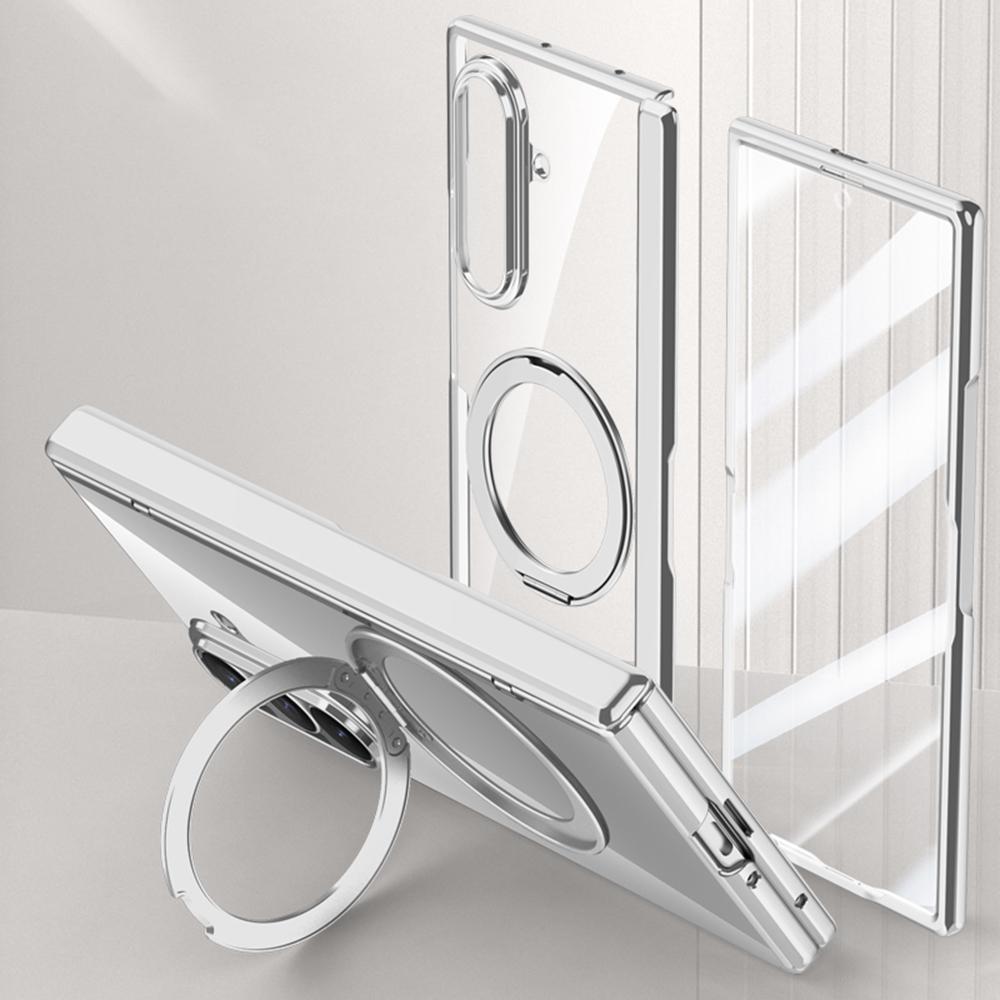 For Samsung Galaxy Z Fold7 5G Case Compatible with MagSafe Kickstand Electroplated PC Phone Cover with Screen Protector