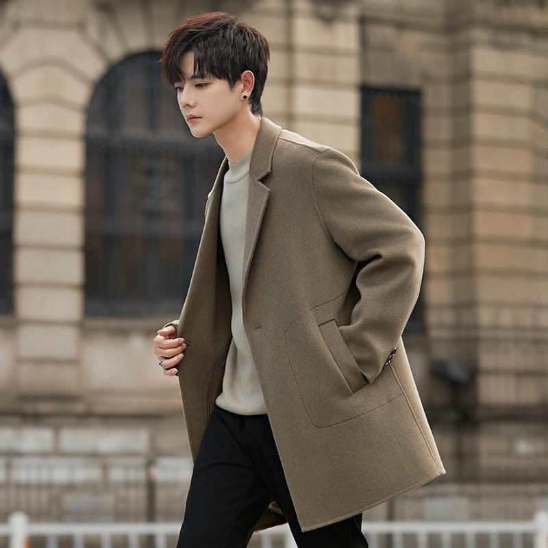 

Мужская куртка осень и зима не двухстороннее кашемировое пальто повседневный шерстяной короткий и средний тренчкот 3XL