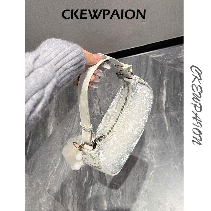 

Ckewpaion Special-Interest Design Girls Shoulder Underarm Bag Accessible Luxury Popular Bag Women 2025 New Crossbody Bag White [without ornaments]]