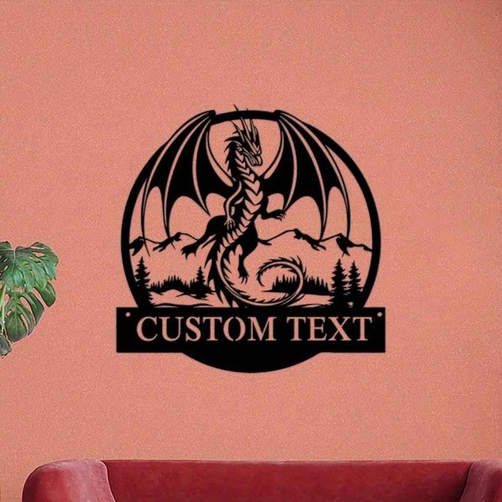 Customized Dragon Metal Wall Sign Mesmerizing Art Premium Decor Ideal Name Signs for Dragon Lover